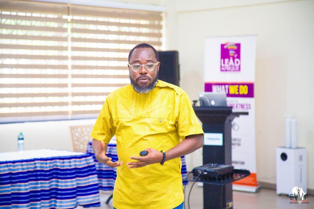 Prof. Kobby Mensah speaking at an Empowering Women in Politics (EWiP) event